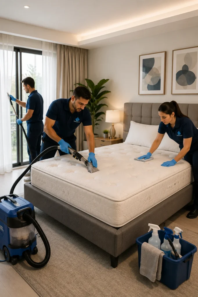 Apartment cleaning process with professional cleaning services for a spotless and hygienic home.