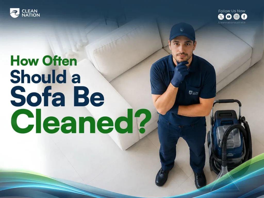 Professional sofa cleaning service cleaning a white sofa with specialized equipment